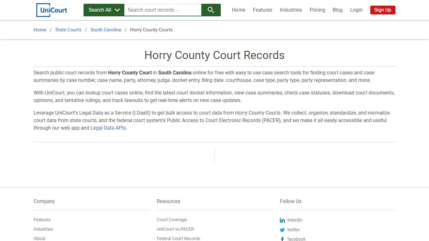 Horry County Court Records | South Carolina | UniCourt